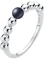 Dámský prsten s pravou černou perlou ze stříbra Planet Shop