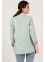 armonika Women's Mint Striped Single Button Jacket