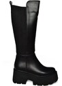 Fox Shoes R820060709 Black Thick Soled Women's Boots with Elastic Back Detail