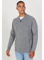 ALTINYILDIZ CLASSICS Men's Gray Standard Fit Regular Cut College Collar Knitwear Cardigan