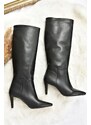 Fox Shoes Women's Black Thin Heeled Boots