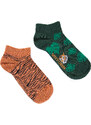 Dámské ponožky s exotickým vzorem Wittchen, zeleno-hnědá, bavlna