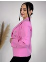 Webmoda Dámské elegantní sako s knoflíčky a kapsami - růžové
