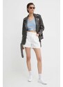 Džínové šortky Calvin Klein Jeans dámské, béžová barva, hladké, high waist, J20J222811