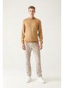 Avva Men's Beige Half Turtleneck Wool Blended Regular Fit Knitwear Sweater