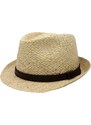 Fiebig Slaměný klobouk s koženou stuhou - Trilby