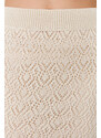 Trendyol Stone Midi Lined Openwork/Perforated Knitwear Skirt