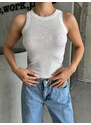 Laluvia White Thick Tapered Halter Neck Long Undershirt