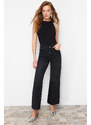 Trendyol Black Stone Detailed High Waist Wide Leg Jeans