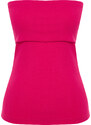 Trendyol Fuchsia Strapless Neck Side Zipper Crepe Knitted Blouse