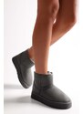 Shoeberry Women's Uggy Gray Pile Short Suede Boots Gray Textile.