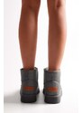 Shoeberry Women's Uggy Gray Pile Short Suede Boots Gray Textile.