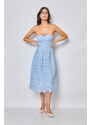Paris Style Světle modré krajkové midi šaty Salma