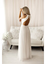 Paris Style Bílé dlouhé šaty s holými zády Myriam