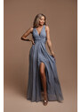 Paris Style Šedo-modré dlouhé šaty Marion