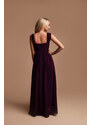 Paris Style Tmavě fialové dlouhé šaty s nařasením Karen 4