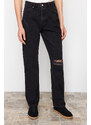 Trendyol Black Ripped High Waist Mom Jeans