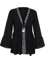 Trendyol Black Mini Woven Stripe Accessory Kimono&Kaftan