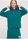 Bavlněná mikina Tommy Jeans dámská, zelená barva, s kapucí, s aplikací
