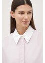 Bavlněná košile Samsoe Samsoe SALOVAS růžová barva, relaxed, s klasickým límcem, F24100170