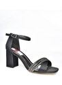 Fox Shoes P820006704 Black Stone Thick Heeled Women's Evening Shoe