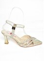 Fox Shoes S820303107 Gold Snake Print Thin Heel Women's Evening Shoe