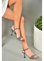 Fox Shoes S820120207 Platinum Snake Print Thin Heeled Women's Evening Shoe