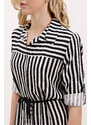 Bigdart 5629 Striped Belted Dress - Black