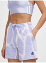 Bavlněné šortky adidas Originals fialová barva, vzorované, high waist, IS2491