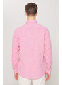 AC&Co / Altınyıldız Classics Men's Fuchsia Comfort Fit Relaxed-Cut Buttoned Collar Casual Linen Shirt.