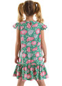 Denokids Pink Floral Girl Green Frilly Dress