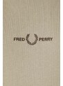 Bavlněné tričko Fred Perry Embroidered T-Shirt béžová barva, s aplikací, M4580.U54