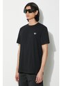 Bavlněné tričko Fred Perry Rear Powder Laurel Graphic Tee černá barva, s aplikací, M7784.102