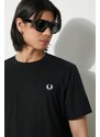 Bavlněné tričko Fred Perry Rear Powder Laurel Graphic Tee černá barva, s aplikací, M7784.102