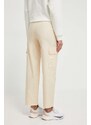 Bavlněné kalhoty adidas Originals béžová barva, jednoduché, high waist, IU2695