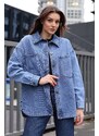 Bigdart 0694 Double Pocket Oversize Denim Jacket - Navy Blue