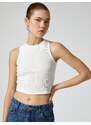 Koton Basic Crop Undershirt Crew Neck Ribbed Cotton