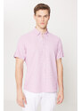 AC&Co / Altınyıldız Classics Men's Lilac Slim Fit Slim Fit Shirt with Hidden Buttons and Short Sleeves.