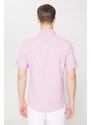 AC&Co / Altınyıldız Classics Men's Lilac Slim Fit Slim Fit Shirt with Hidden Buttons and Short Sleeves.