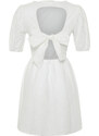 Trendyol Ecru A-Line Mini Embroidery Woven Dress with Elastic Waist