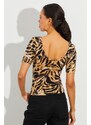 Cool & Sexy Women's Camel Patterned Blouse