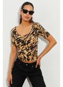 Cool & Sexy Women's Camel Patterned Blouse