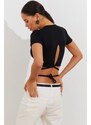 Cool & Sexy Women's Black Halterneck Crop Top