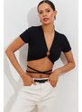 Cool & Sexy Women's Black Halterneck Crop Top