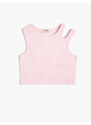 Koton Crop T-Shirt Window Detail Cotton Ribbed