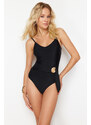 Trendyol Black Belted U-Neck Regular Swimsuit with Accessories