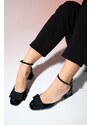 LuviShoes BRIT Black Patent Leather Women's Bow Thick Heeled Shoes