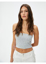 Koton Crop Strapless Top Viscose Blended