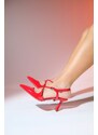 LuviShoes COJE Red Patent Leather Women's Pointed Toe Thin Heel Shoes