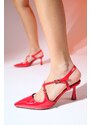 LuviShoes COJE Red Patent Leather Women's Pointed Toe Thin Heel Shoes